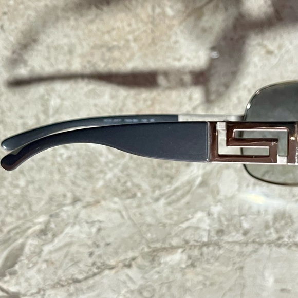 Versace Greca Silver Black Shield Oversized Unisex Sunglasses Y2K main image 6